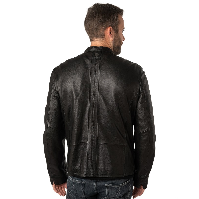 Geaca de Piele Barbati Mauritius Neagra MMComao – Black Friday