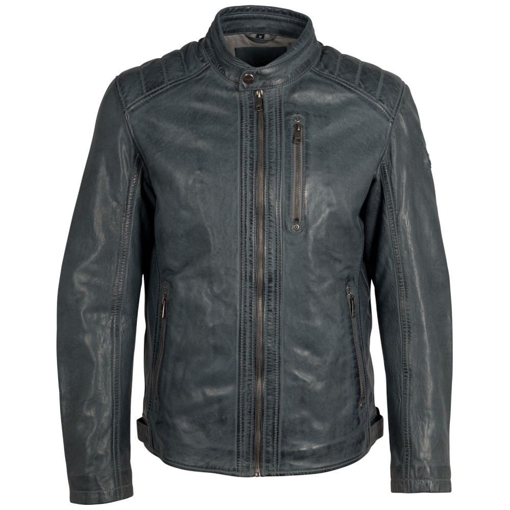 Geaca de Piele Barbati Mauritius Albastru Vintage MMCortney - readytowear