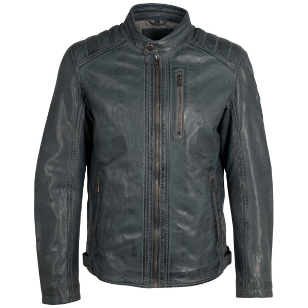 Geacă bărbați Mauritius MMCortney, albastru vintage – geacă biker din piele cu aspect vintage — fotografia 3