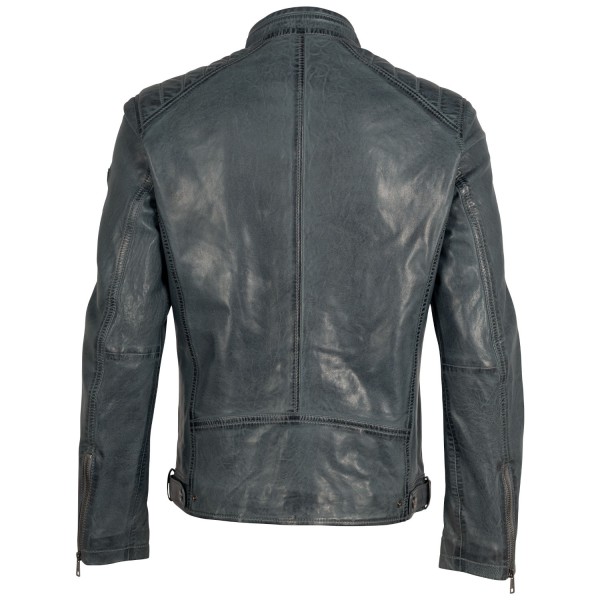 Geacă bărbați Mauritius MMCortney, albastru vintage – geacă biker din piele cu aspect vintage — fotografia 4