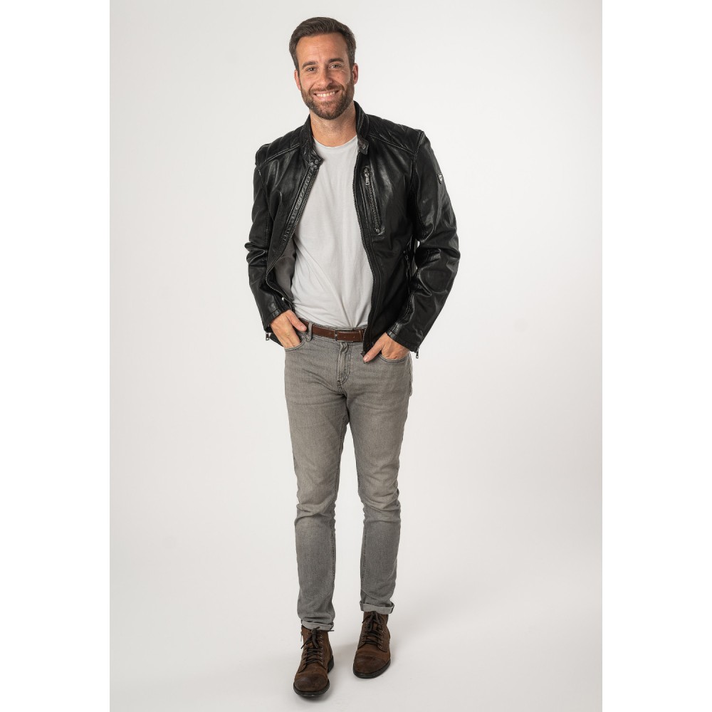 Geaca de Piele Barbati Mauritius Neagra MMCortney - readytowear