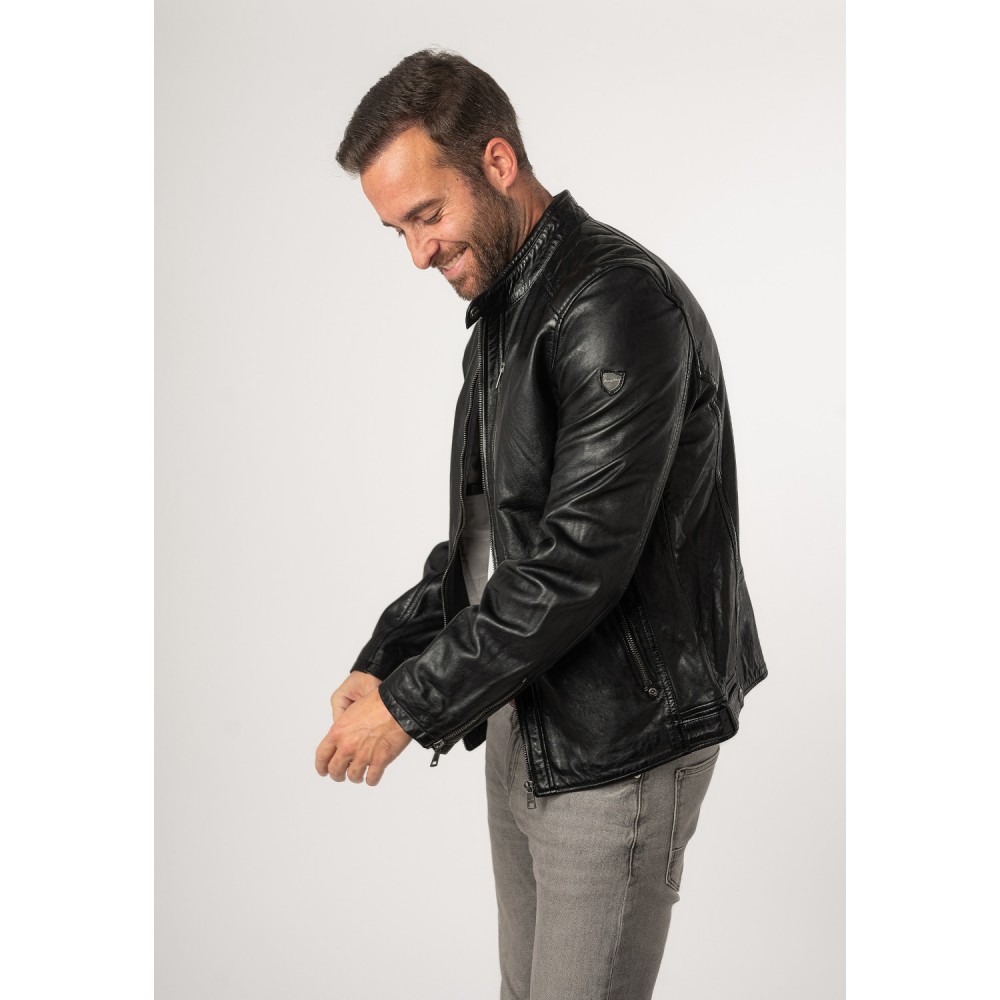 Geaca de Piele Barbati Mauritius Neagra MMCortney - readytowear