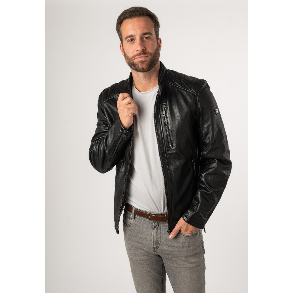 Geaca de Piele Barbati Mauritius Neagra MMCortney - readytowear