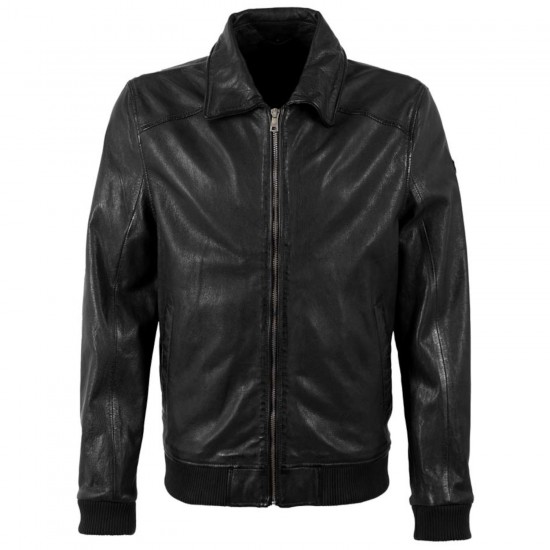 Geaca de Piele Barbati Mauritius Neagra MMCrovig