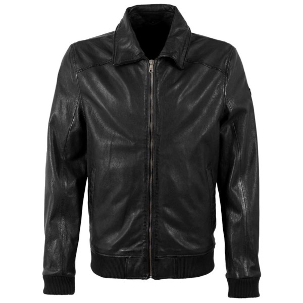 Geaca de Piele Barbati Mauritius Neagra MMCrovig