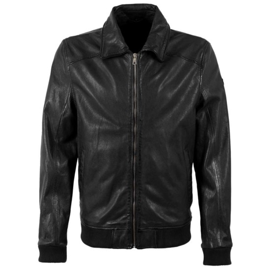 Geaca de Piele Barbati Mauritius Neagra MMCrovig