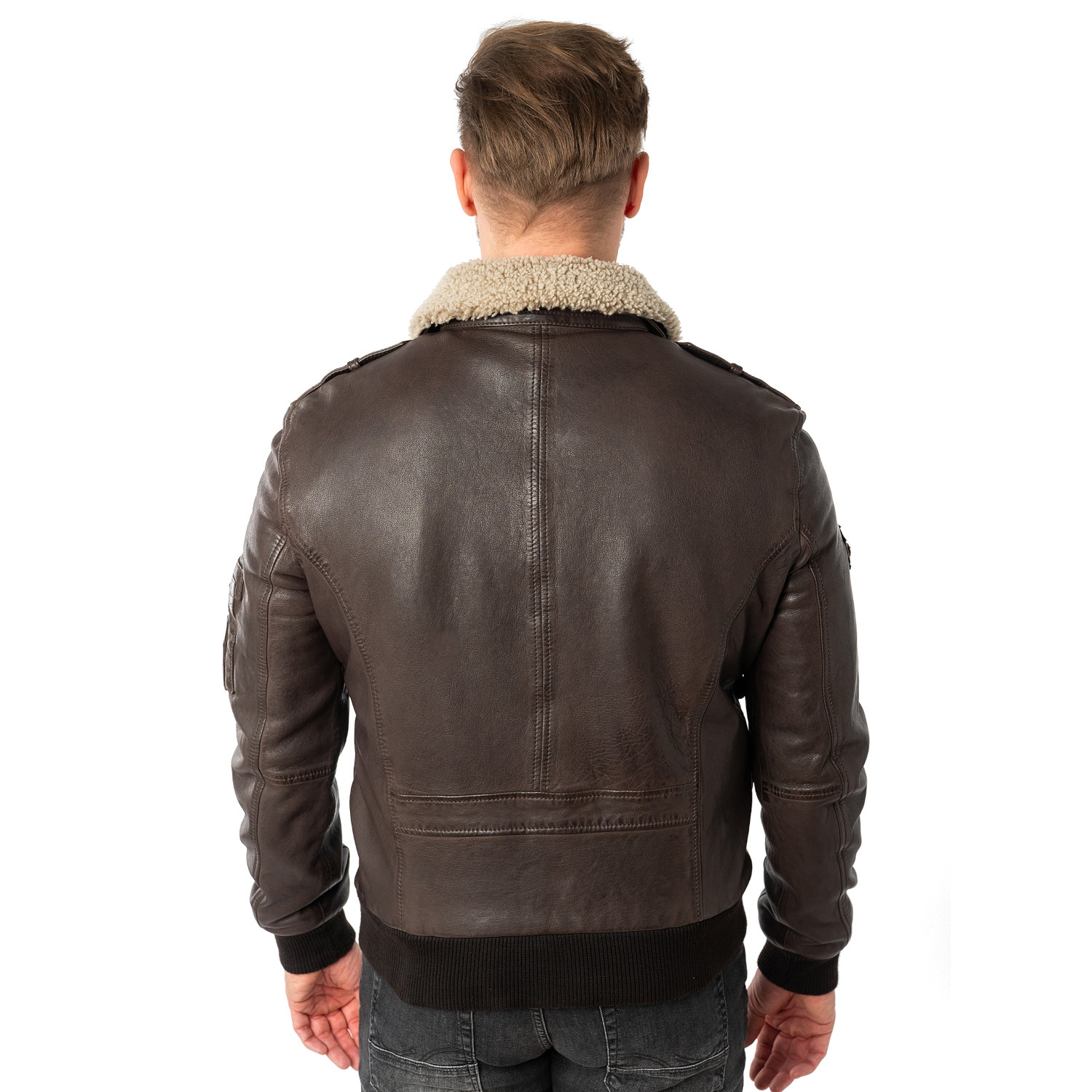 Geaca de Piele Barbati Mauritius Maro Inchis MMCruise – STOC