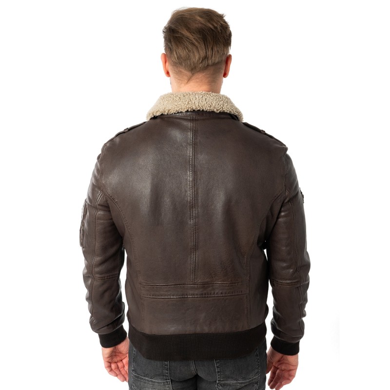 Geaca de Piele Barbati Mauritius Maro Inchis MMCruise – STOC