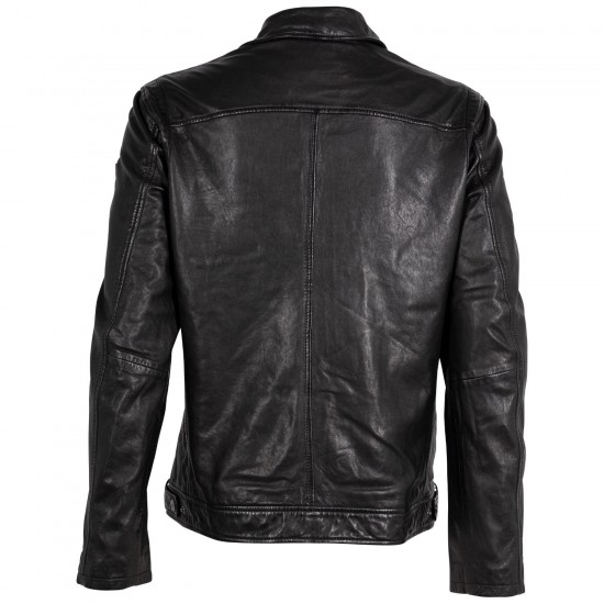 Geaca de Piele Barbati Mauritius Neagra MMCuno