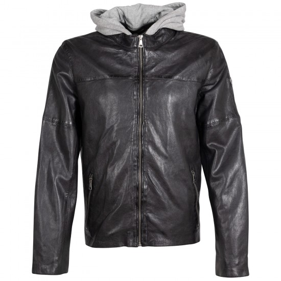 Geaca de Piele Barbati Mauritius Neagra MMCyprus