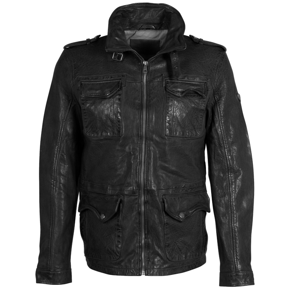 Geaca de Piele Barbati Mauritius Neagra MMDaxter - readytowear.ro