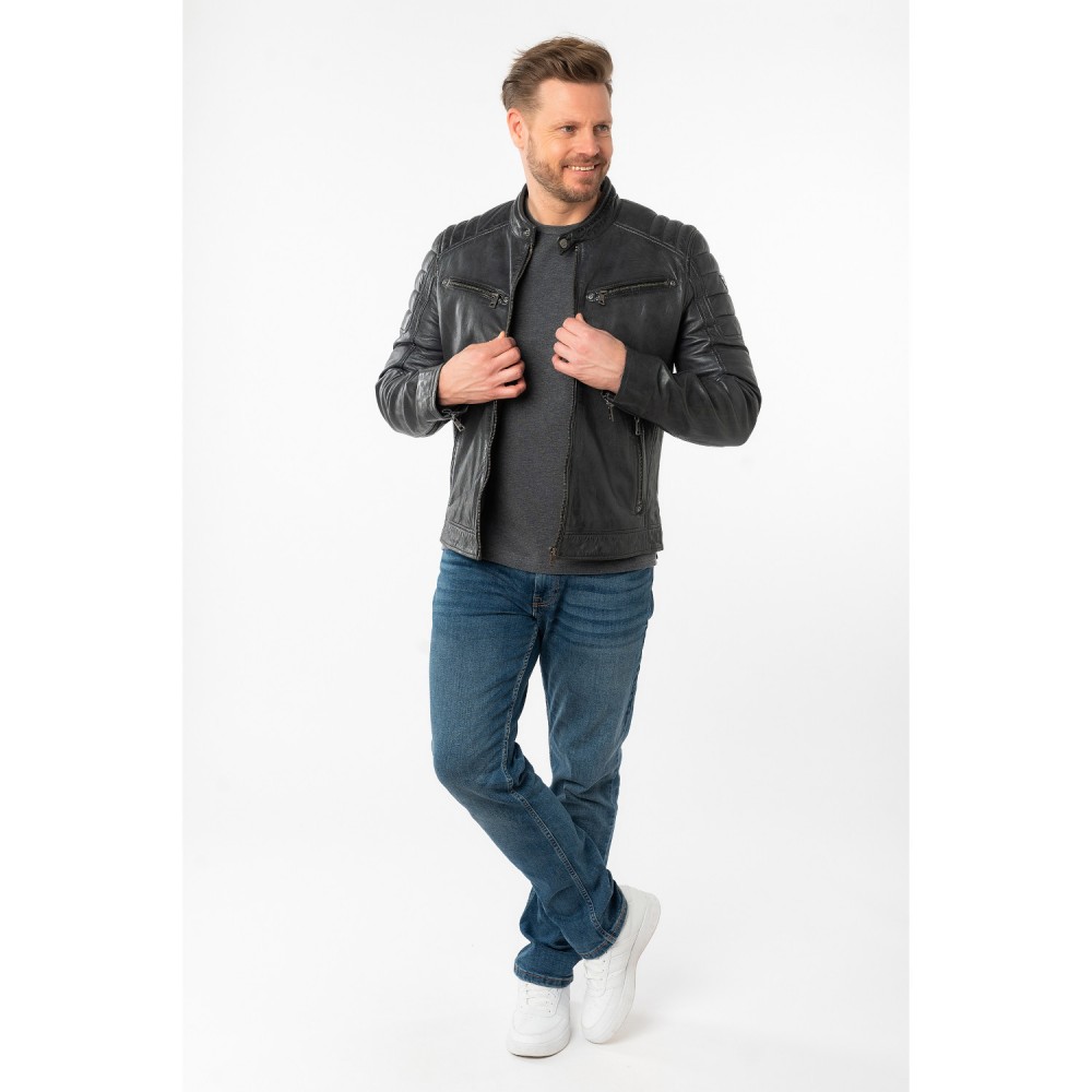 Geaca de Piele Barbati Mauritius Bleumarin Inchis MMDerry - readytowear