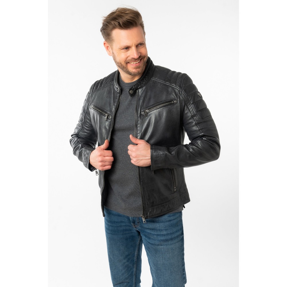 Geaca de Piele Barbati Mauritius Bleumarin Inchis MMDerry - readytowear