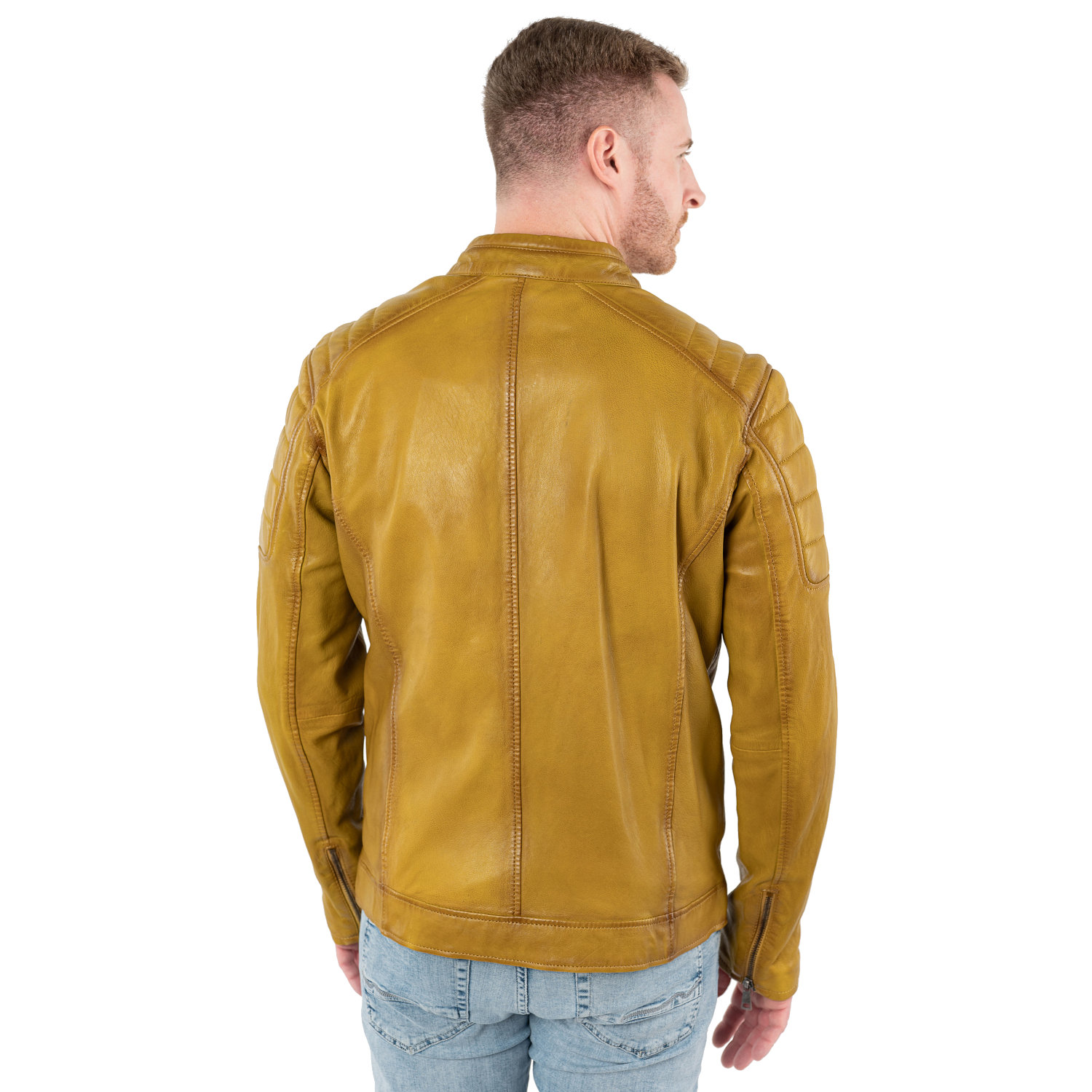 Geaca de Piele Barbati Mauritius Galbena MMDerry – Geci de Piele