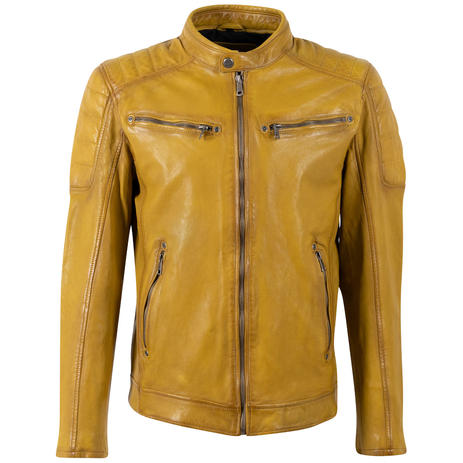 Geaca de Piele Barbati Mauritius Galbena MMDerry – Geci de Piele