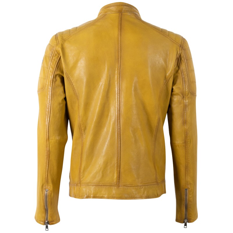 Geaca de Piele Barbati Mauritius Galbena MMDerry – Geci de Piele