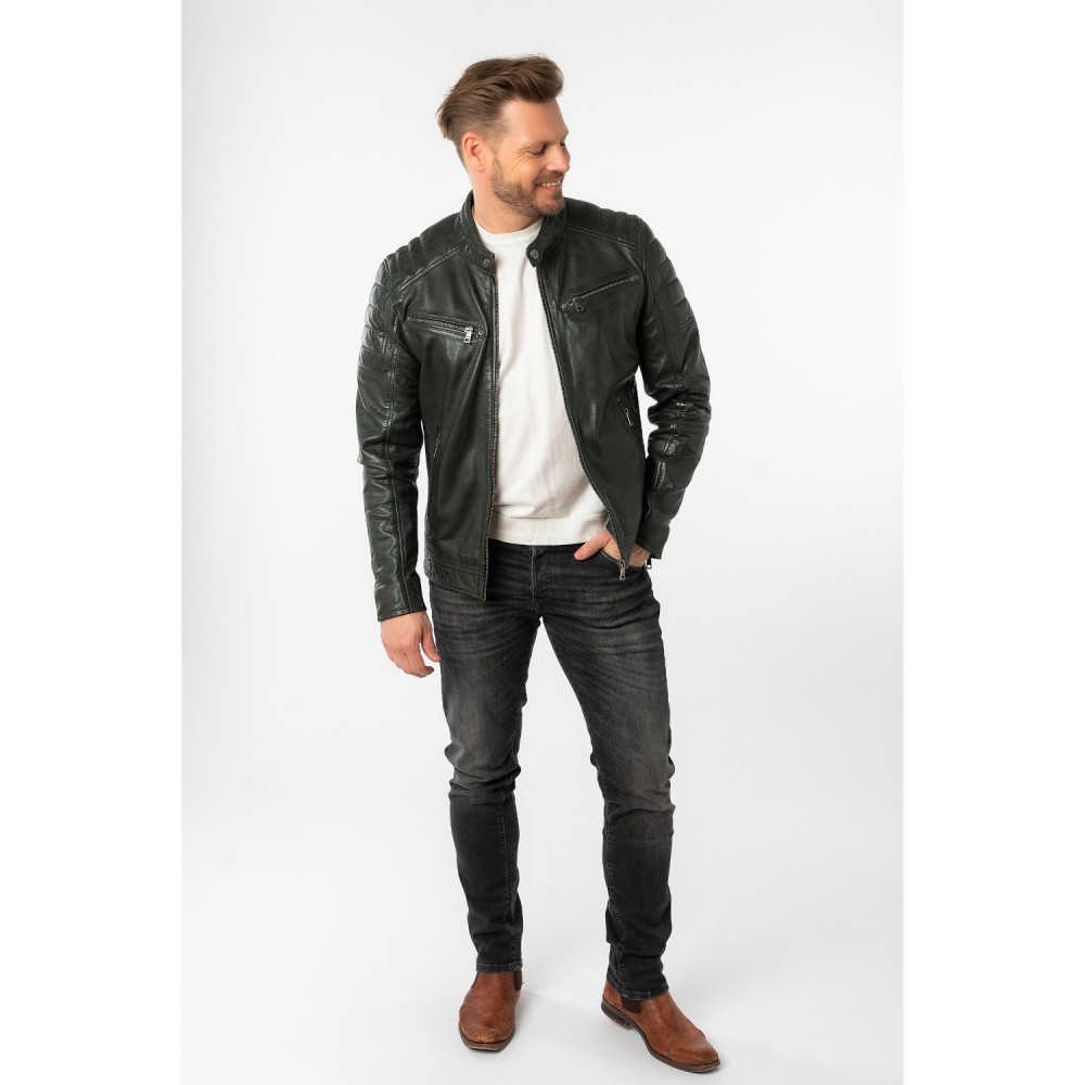 Geaca de Piele Barbati Mauritius Verde Inchis MMDerry - readytowear