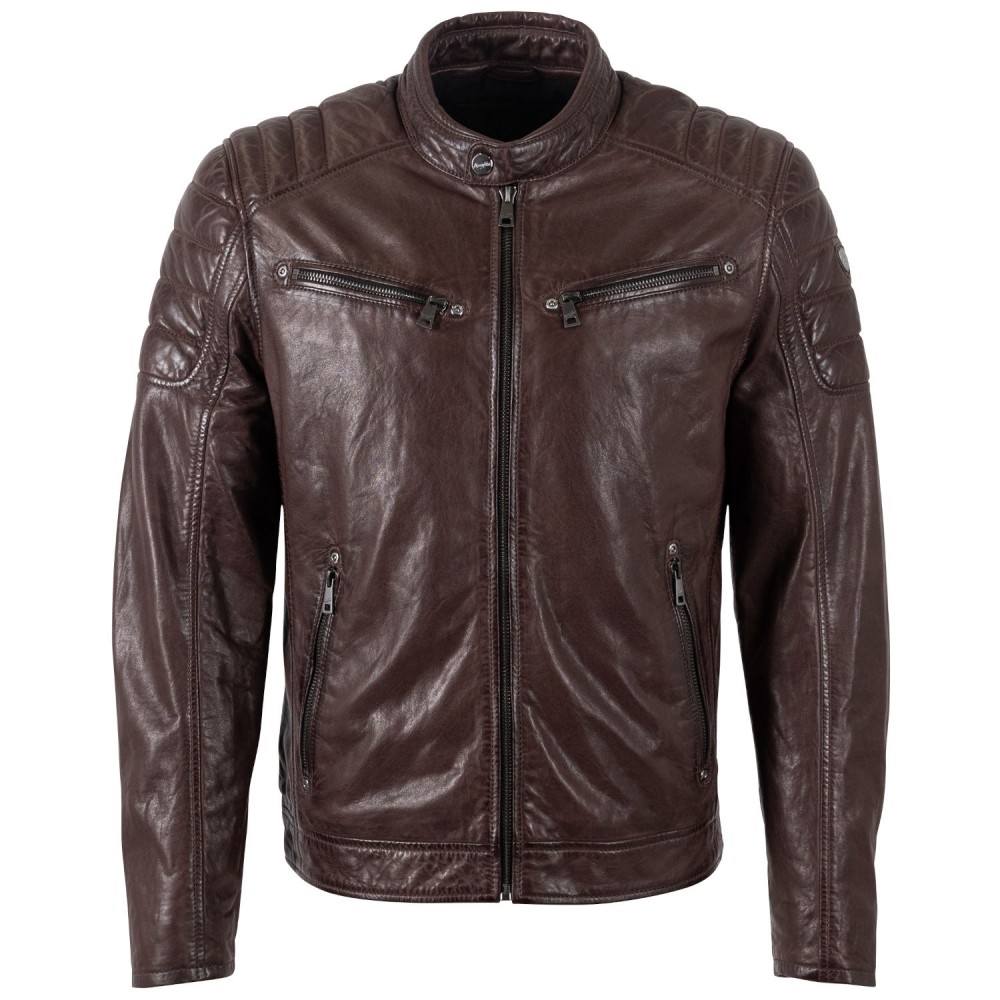 Geaca de Piele Barbati Mauritius Visiniu Inchis MMDerry - readytowear