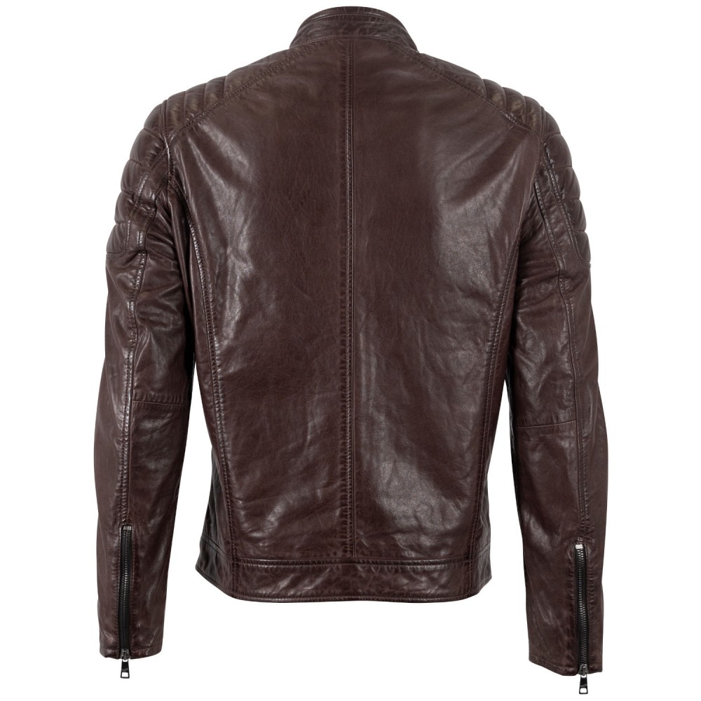 Geaca de Piele Barbati Mauritius Visiniu Inchis MMDerry - readytowear