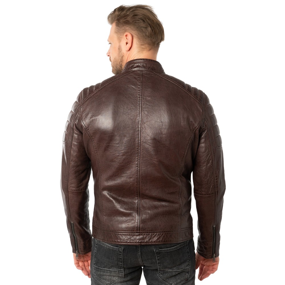 Geaca de Piele Barbati Mauritius Visiniu Inchis MMDerry - readytowear