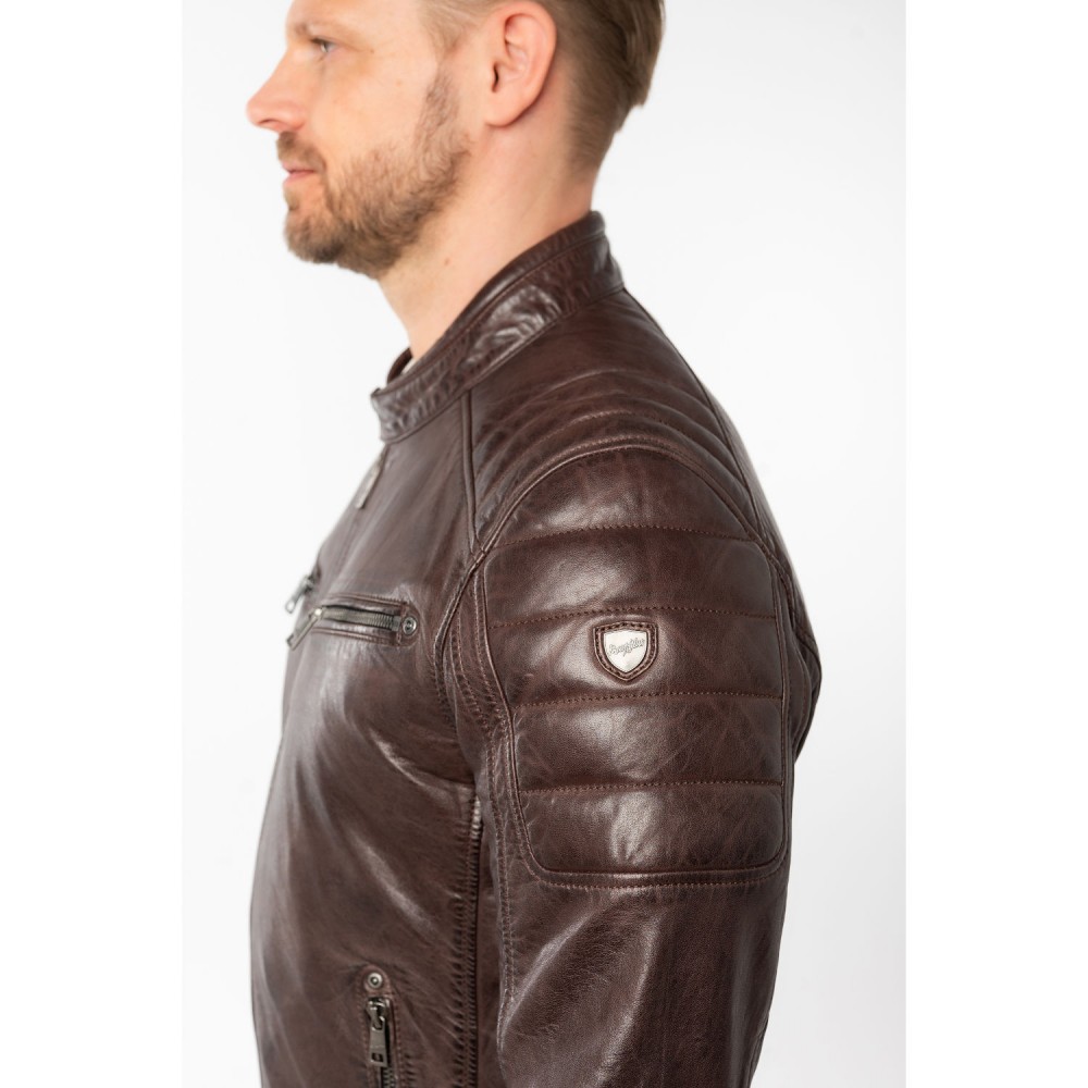 Geaca de Piele Barbati Mauritius Visiniu Inchis MMDerry - readytowear