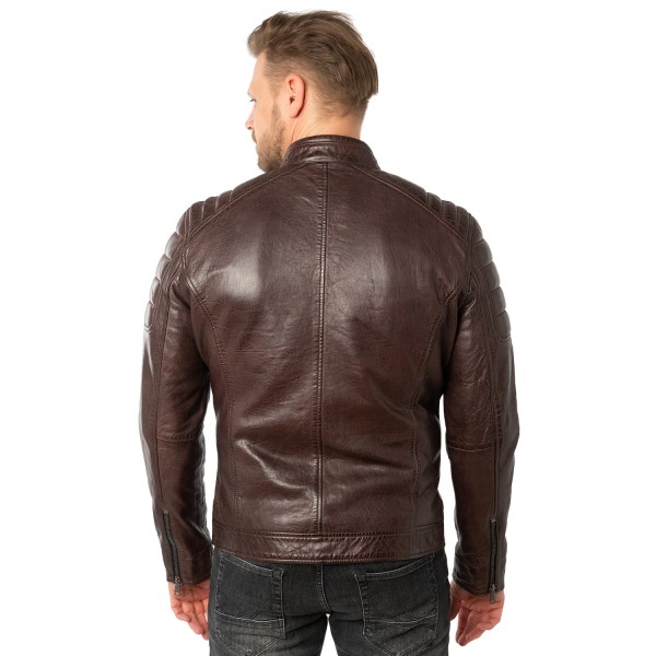 Geaca de Piele Barbati Mauritius Visiniu Inchis MMDerry