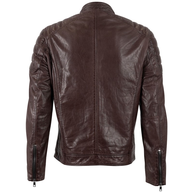 Geaca de Piele Barbati Mauritius Visiniu Inchis MMDerry – Geci de Piele