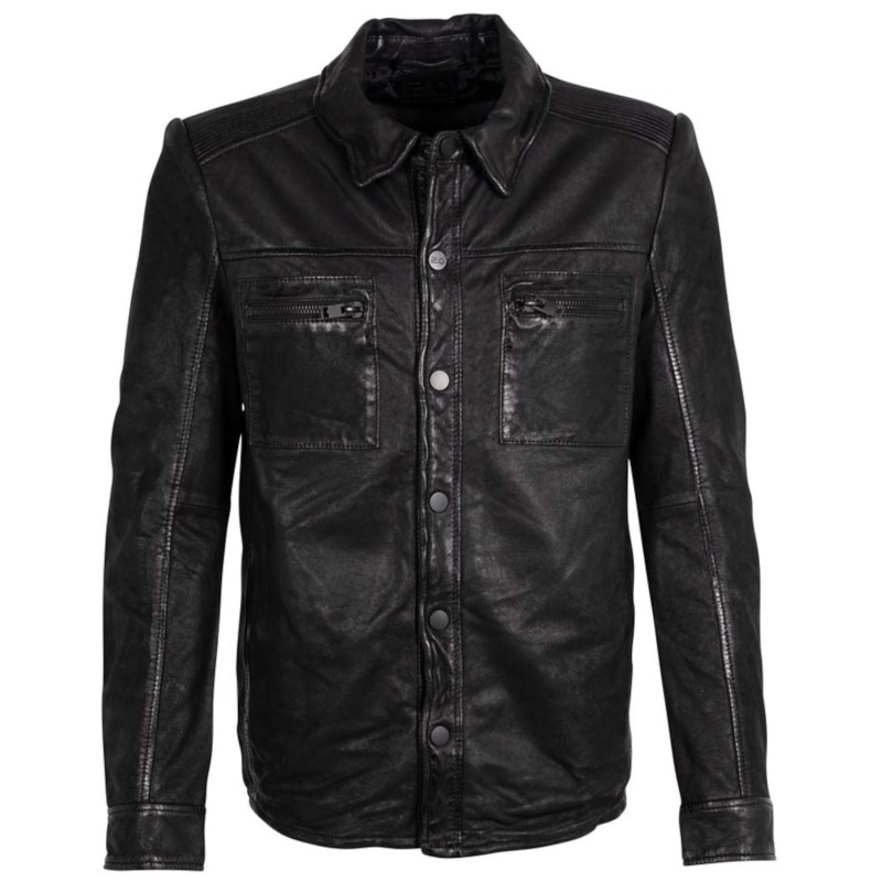 Camasa de Piele Barbati Mauritius Neagra MMDonn – Camasi din Piele