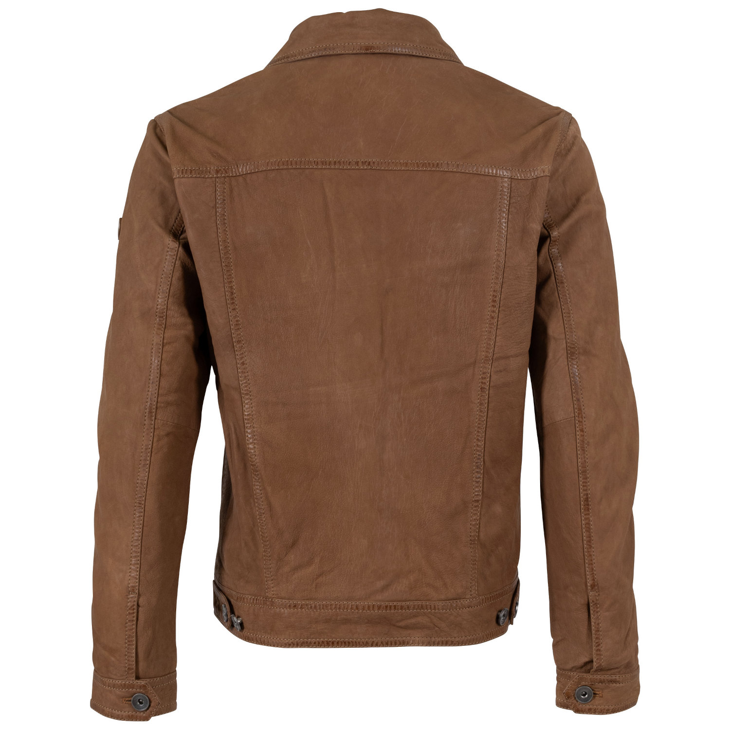 geaca de piele barbati Mauritius MMEddo camel inchis stil trucker