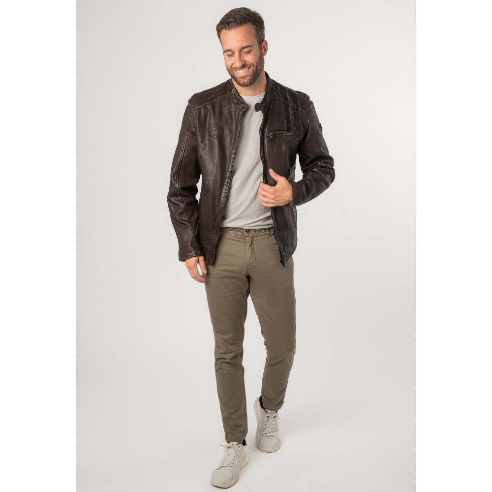 Geaca de Piele Barbati Mauritius Maro Inchis MMFaron - readytowear