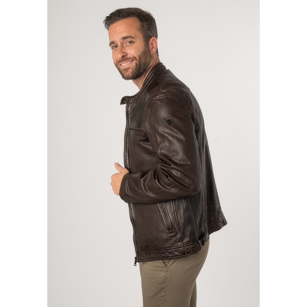 Geaca de Piele Barbati Mauritius Maro Inchis MMFaron - readytowear