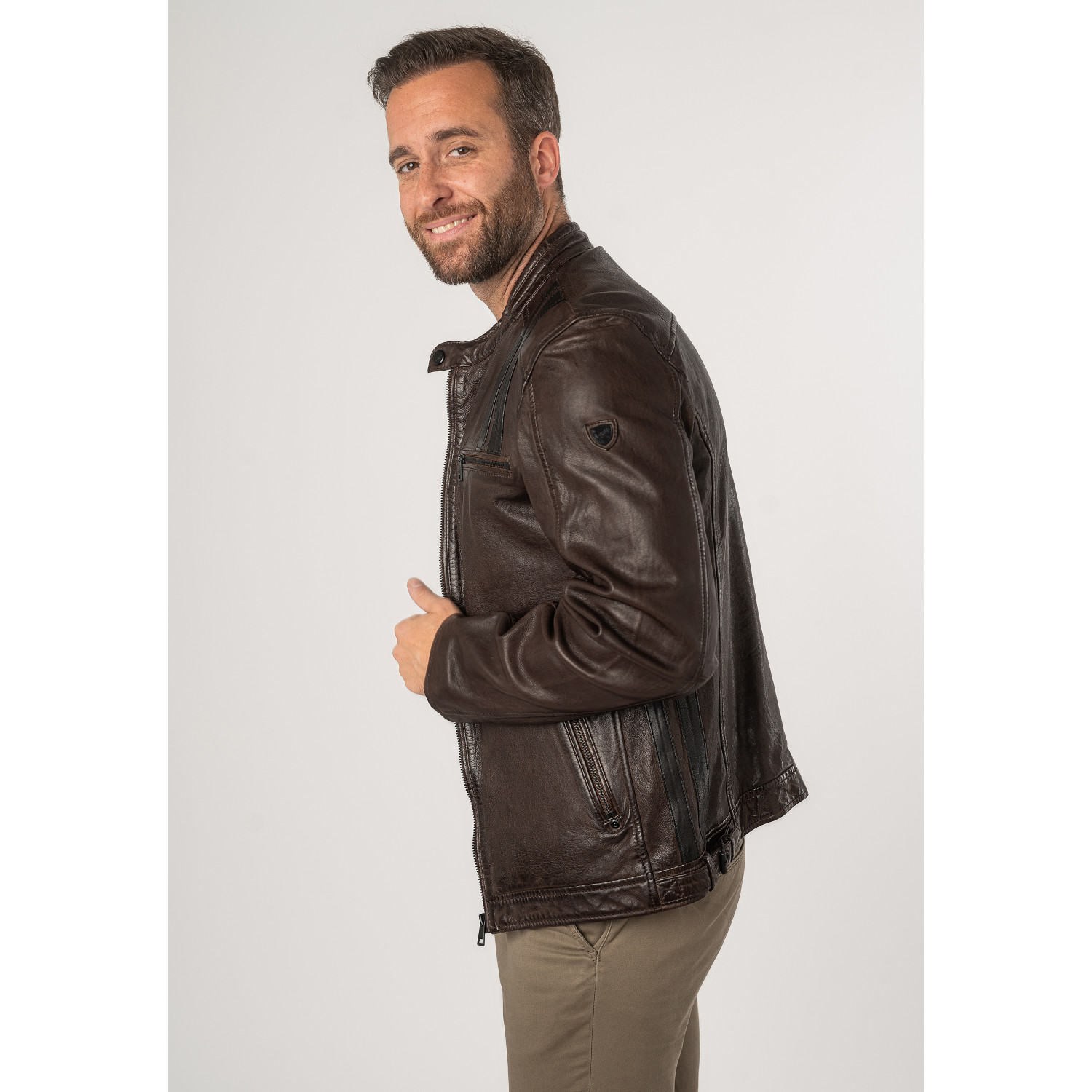 Geaca de Piele Barbati Mauritius Maro Inchis MMFaron – Geci de Piele