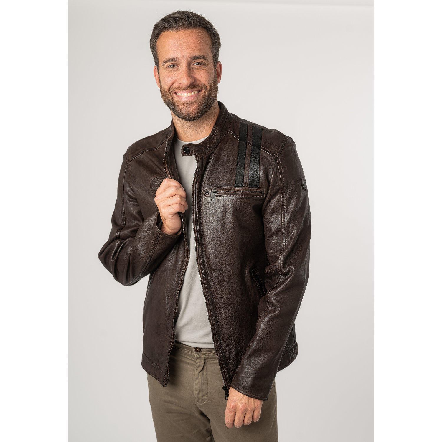 Geaca de Piele Barbati Mauritius Maro Inchis MMFaron – Geci de Piele