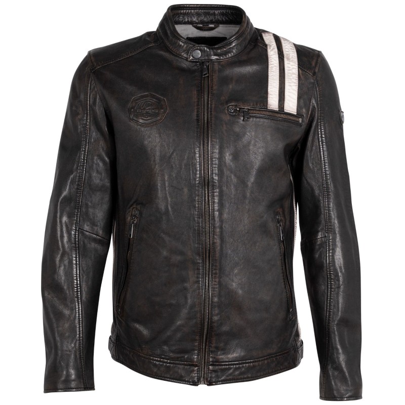 Geaca de Piele Barbati Mauritius Negru Antic MMFaron – Geci de Piele