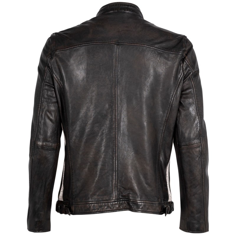 Geaca de Piele Barbati Mauritius Negru Antic MMFaron – Geci de Piele