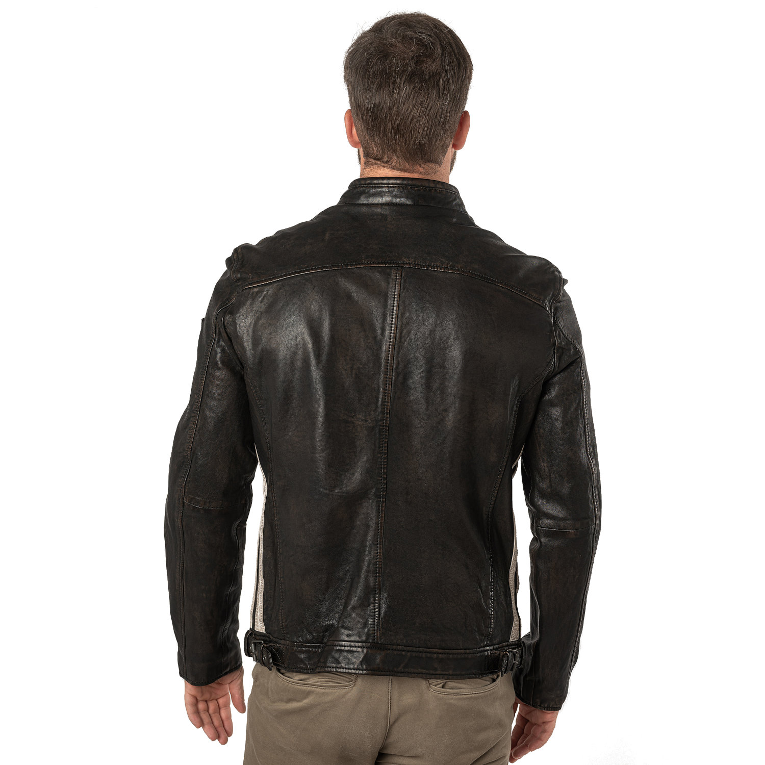 Geaca de Piele Barbati Mauritius Negru Antic MMFaron – Geci de Piele
