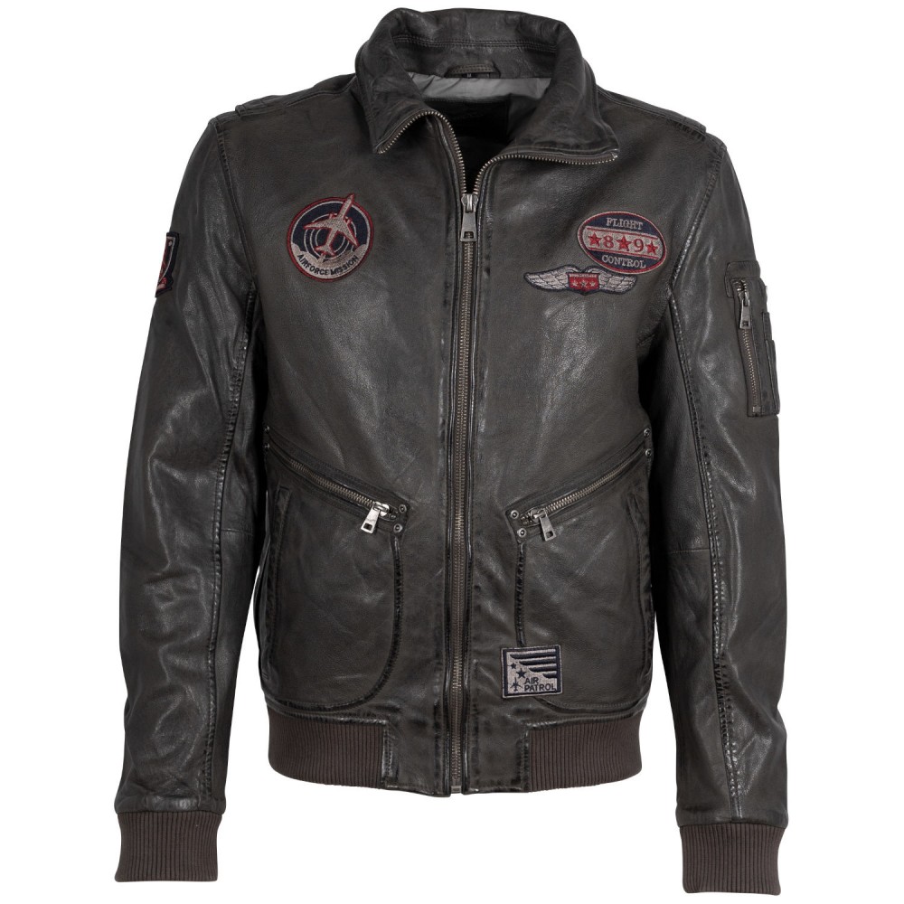 Geaca de Piele Barbati Mauritius Gri Inchis MMFraser - readytowear