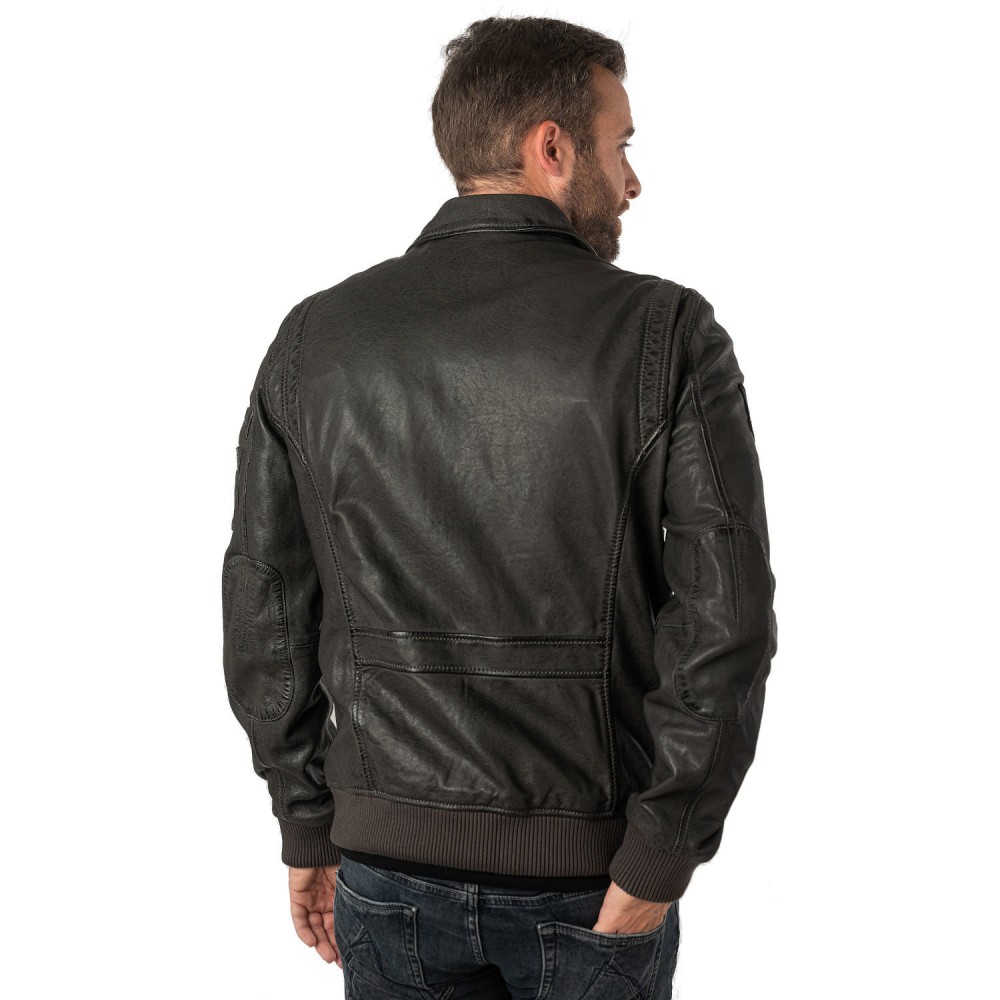 Geaca de Piele Barbati Mauritius Gri Inchis MMFraser - readytowear