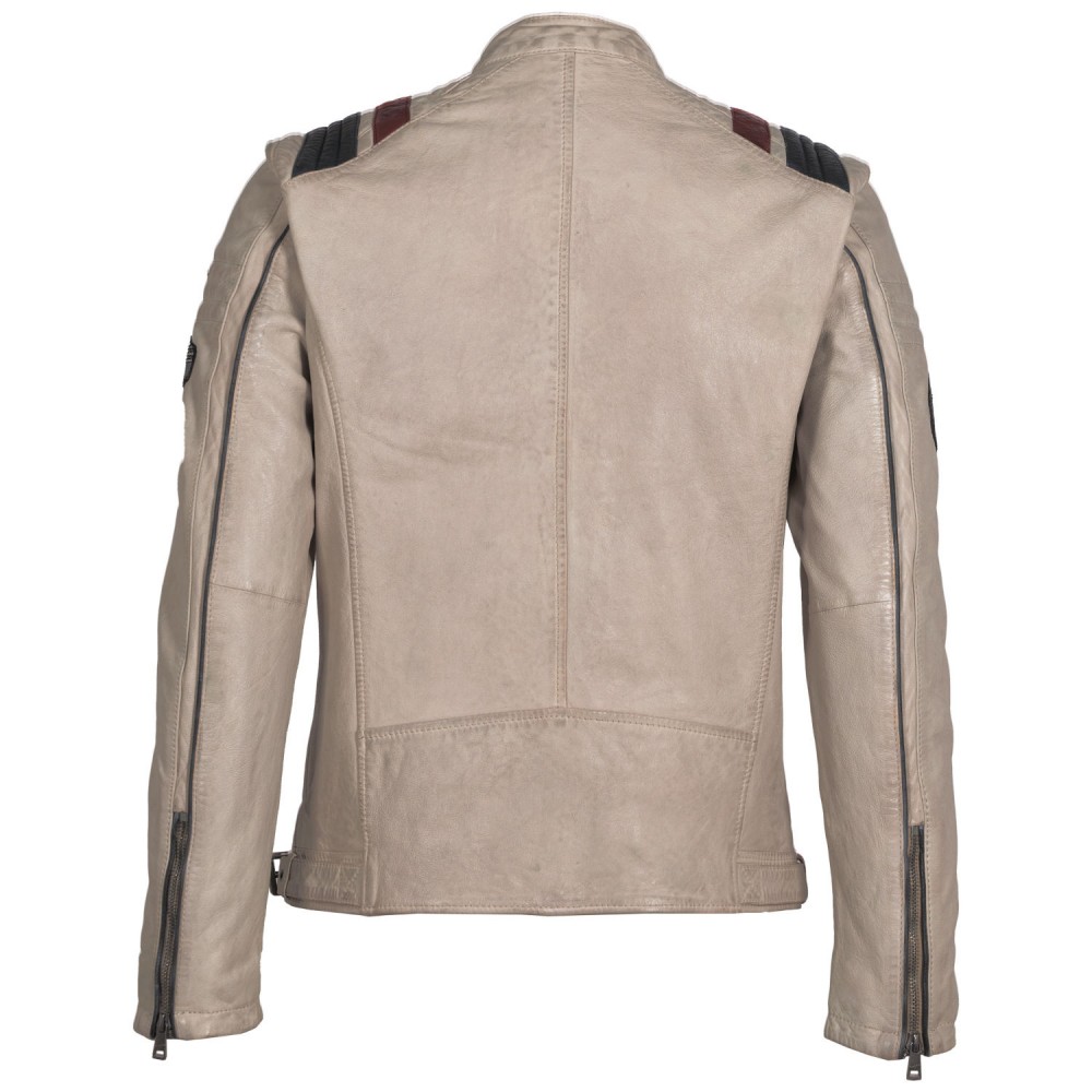 Geaca de Piele Barbati Mauritius Alb Murdar MMFurious - readytowear