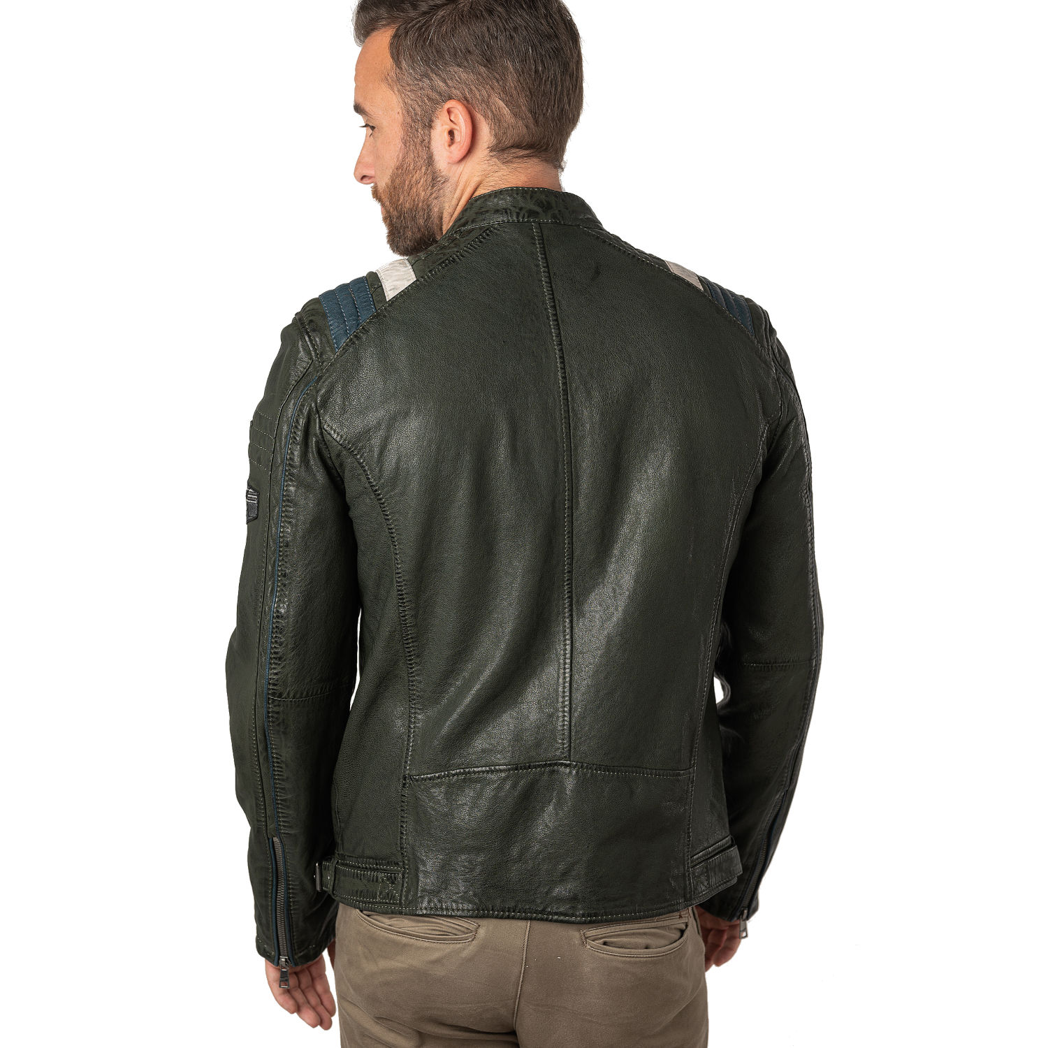 Geaca de Piele Barbati Mauritius Verde Inchis MMFurious – Black Friday