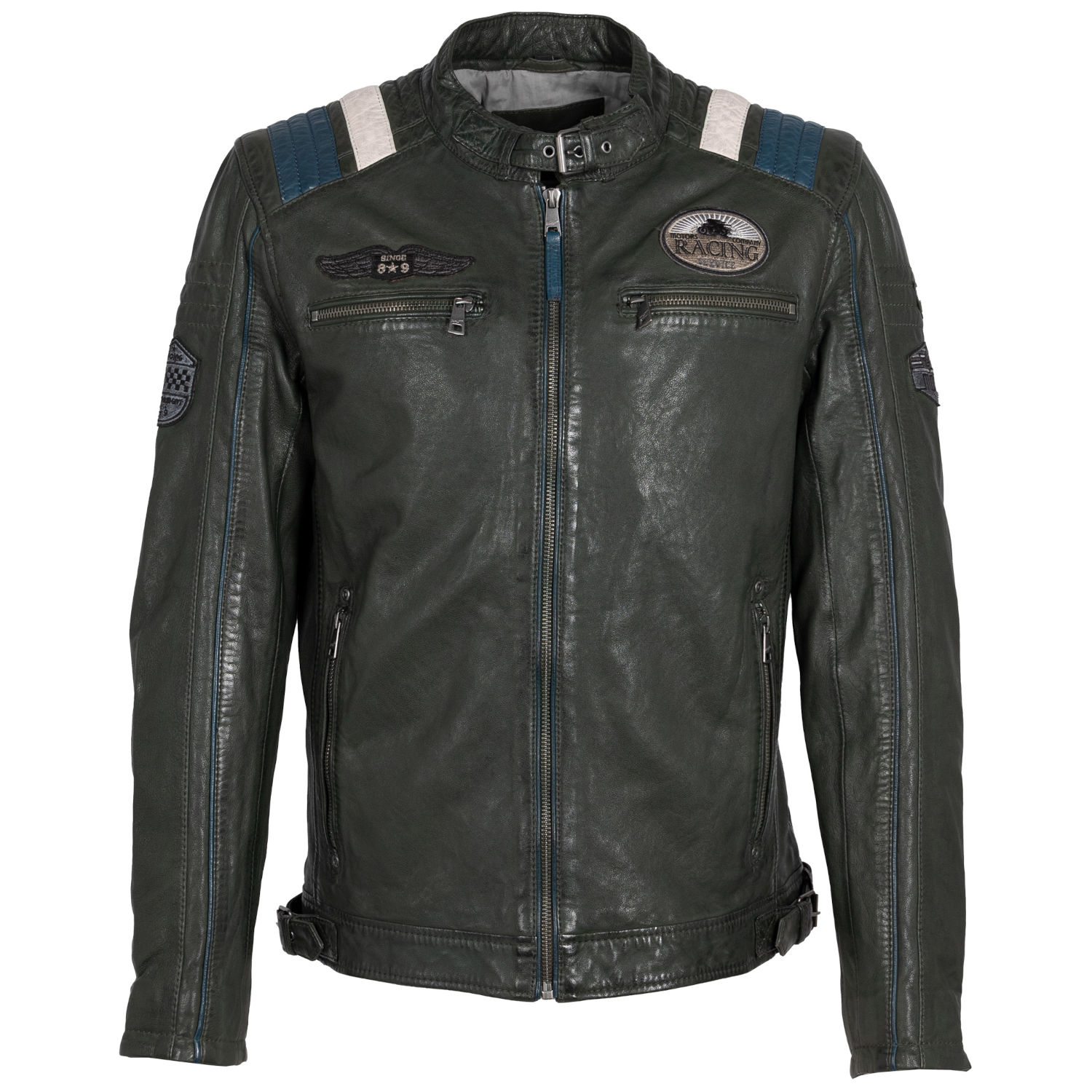 Geaca de Piele Barbati Mauritius Verde Inchis MMFurious – Black Friday