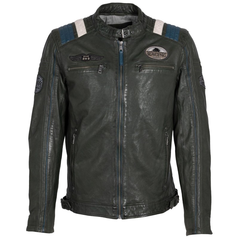 Geaca de Piele Barbati Mauritius Verde Inchis MMFurious – Black Friday