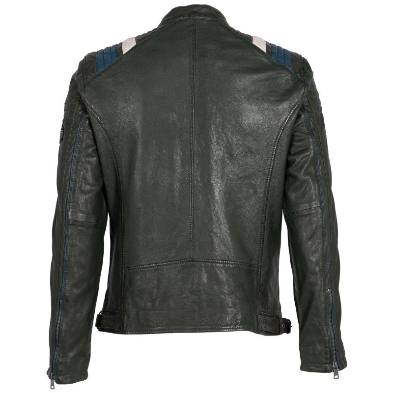 Geaca de Piele Barbati Mauritius Verde Inchis MMFurious – Black Friday