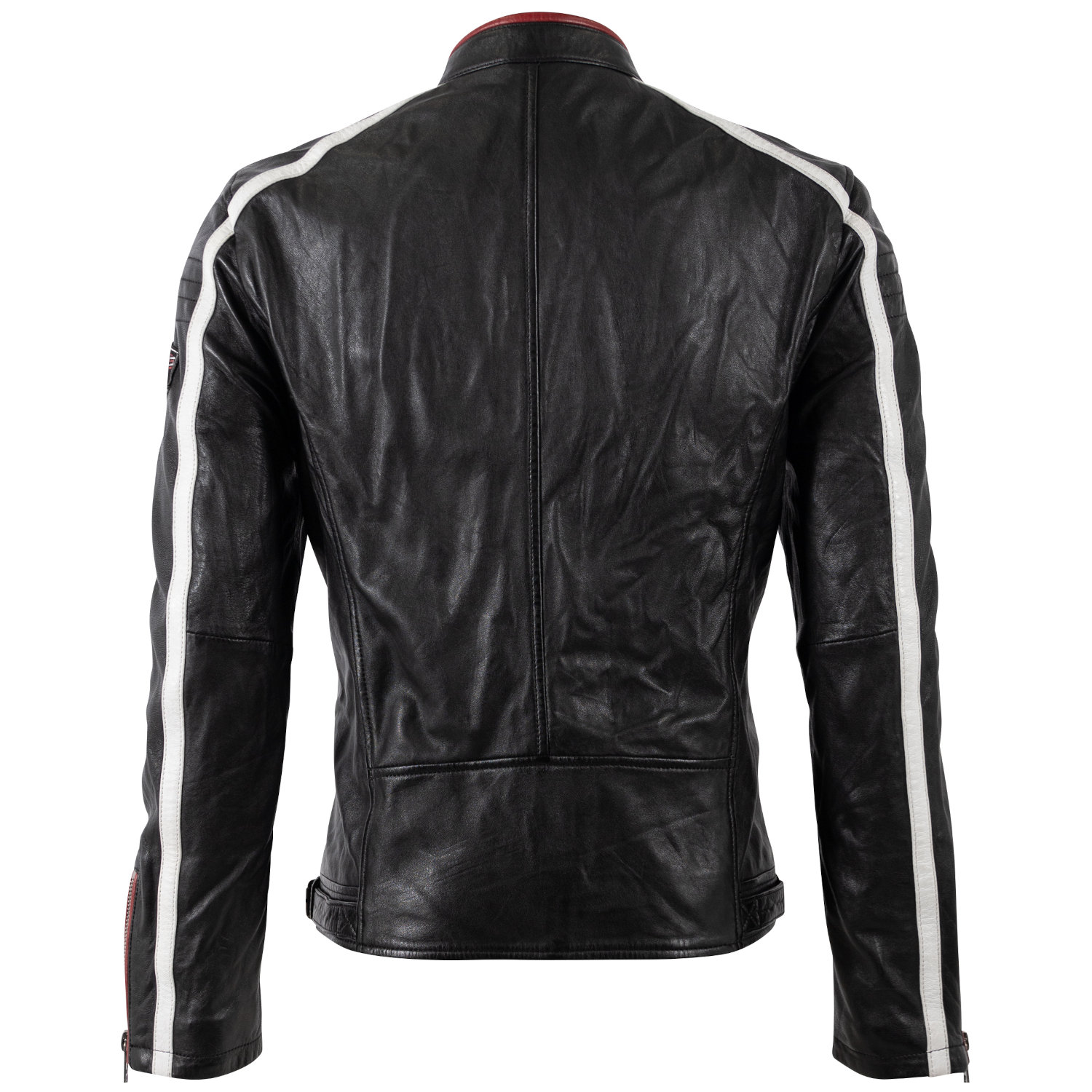 geaca de piele barbati mauritius MMFynn neagra slim fit stil racer