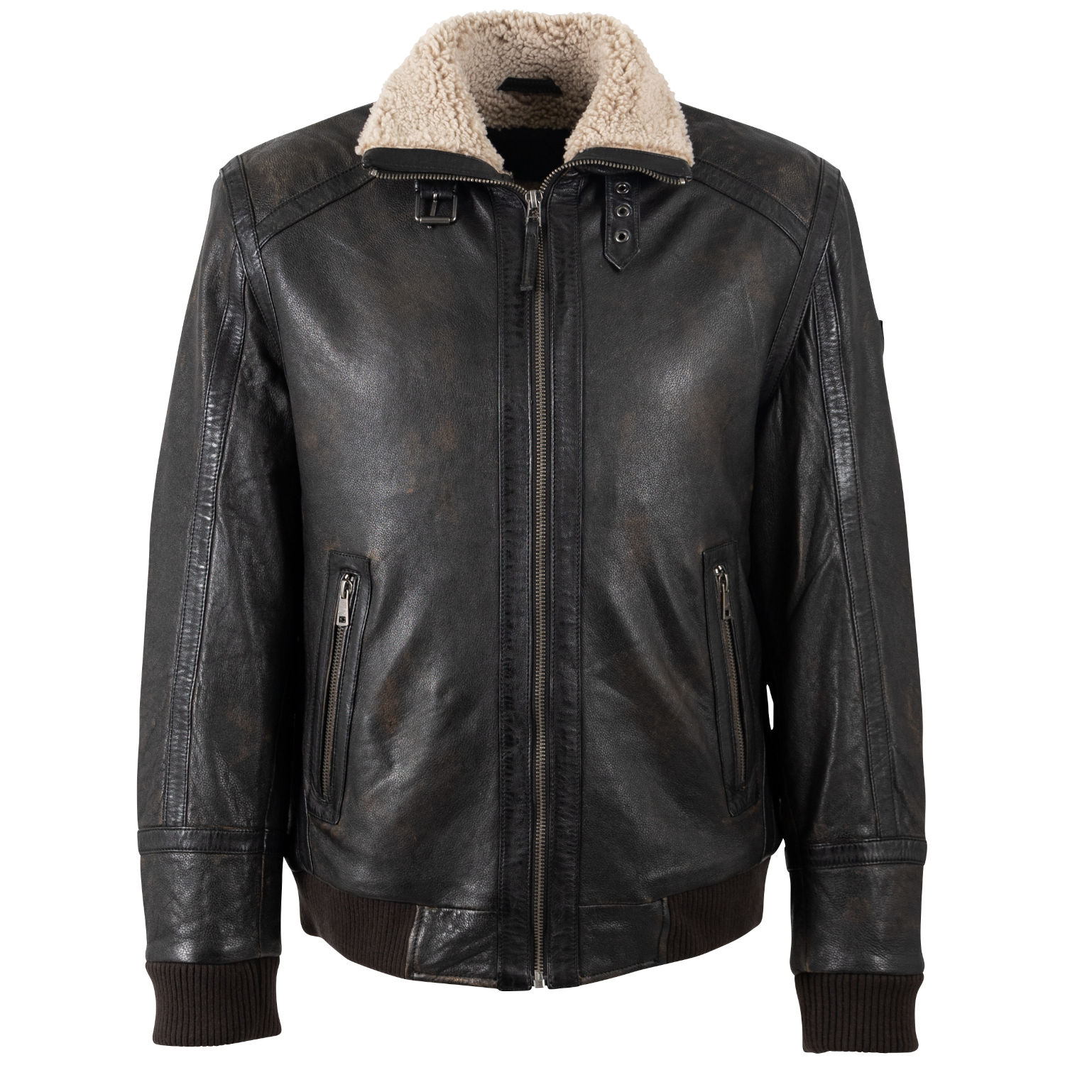 Geaca de Iarna din Piele Barbati Mauritius Negru Antic MMFyol – Geci de Piele