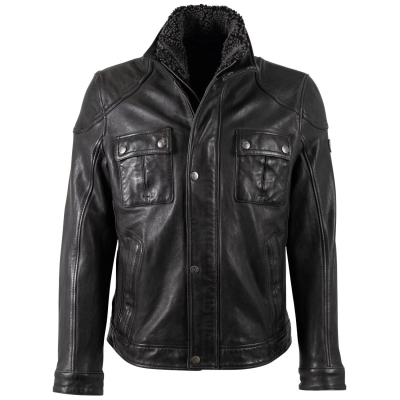 Geaca de Piele Barbati Mauritius Neagra MMGarreck – Black Friday