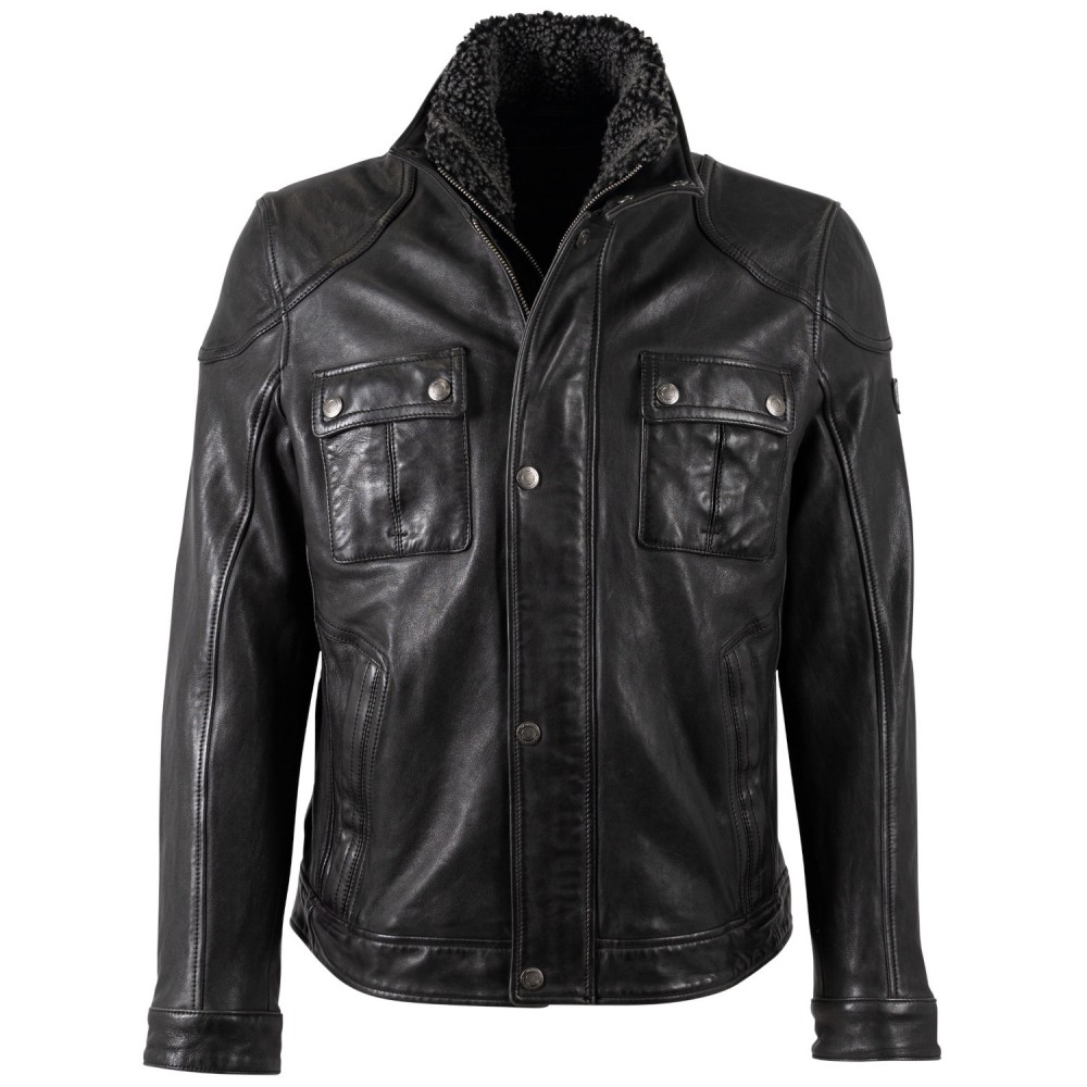 Geaca de Piele Barbati Mauritius Neagra MMGarreck – Black Friday