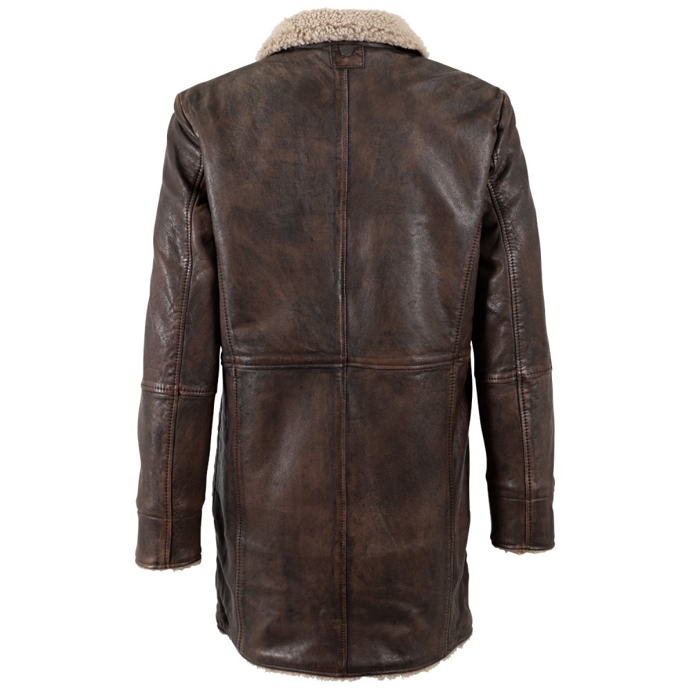 Geaca Lunga de Iarna din Piele Barbati Mauritius Maro Antic MMGrisz