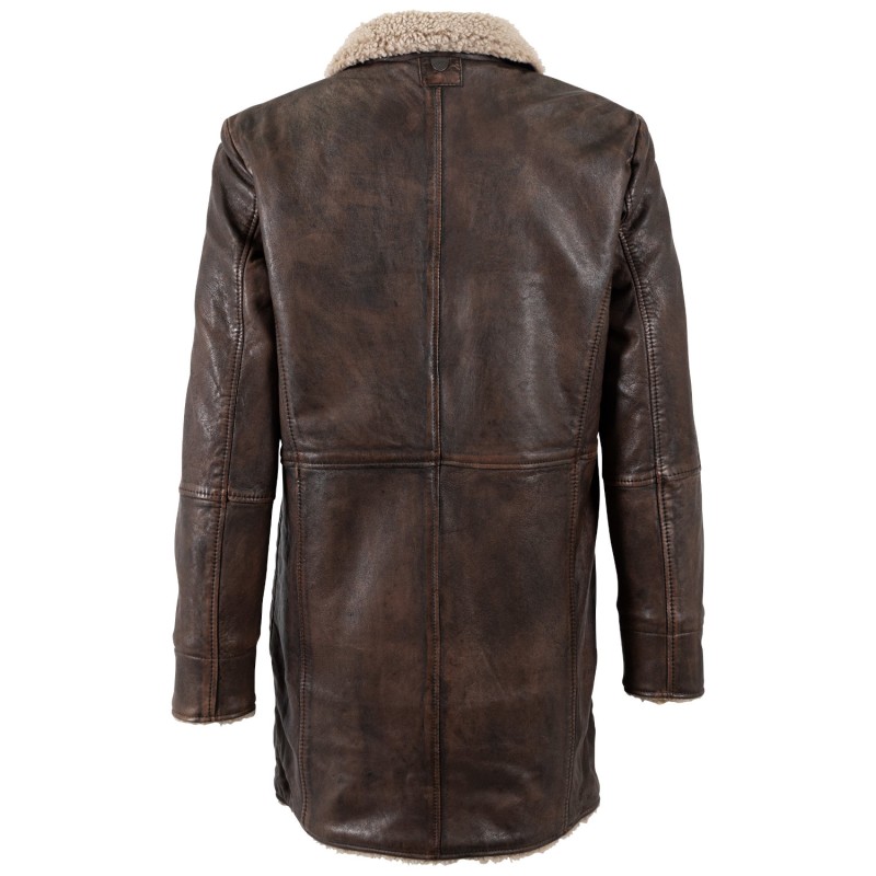 Geaca Lunga de Iarna din Piele Barbati Mauritius Maro Antic MMGrisz – Geci de Piele