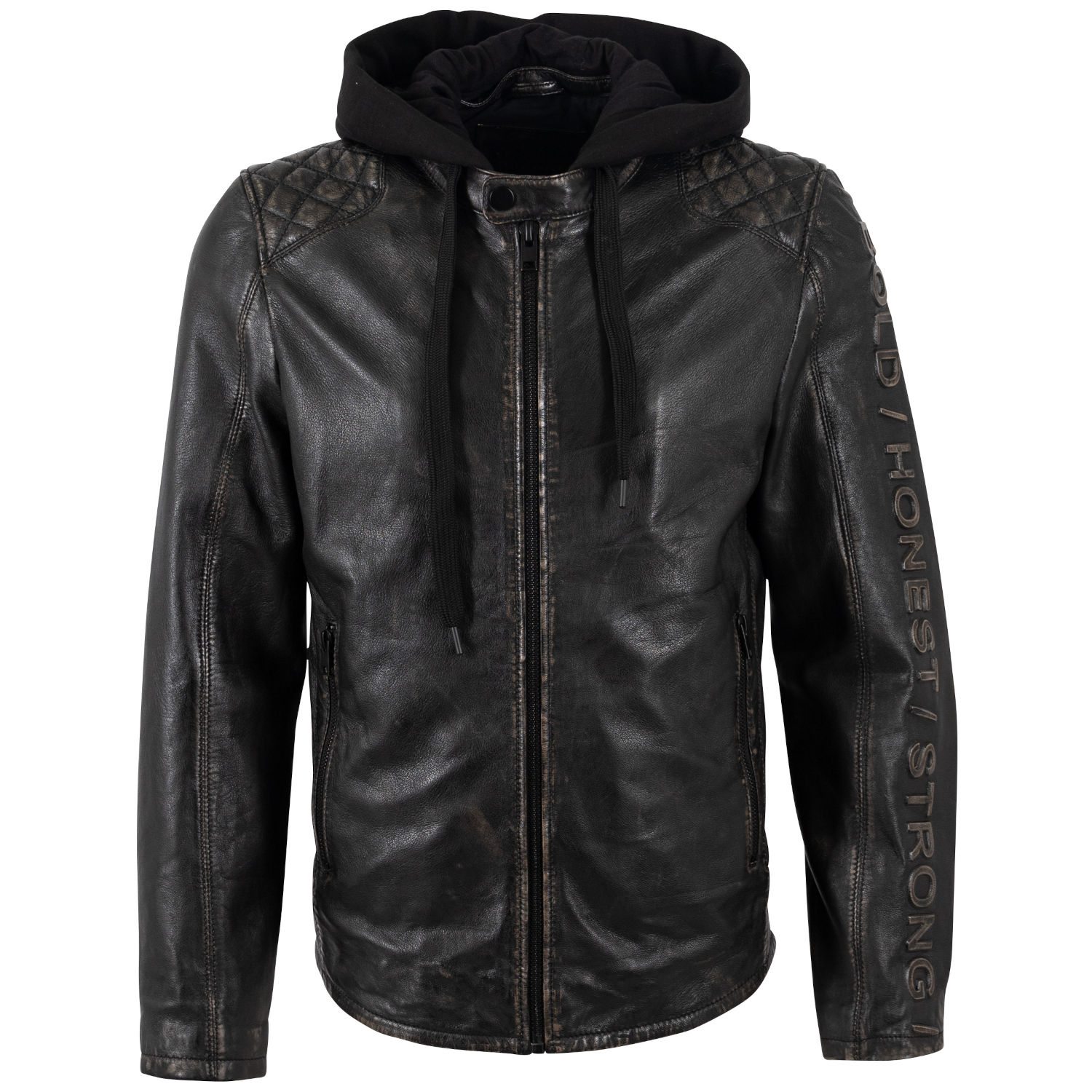 Geaca de Piele Barbati Mauritius Negru Antic MMHayato – Geci de Piele